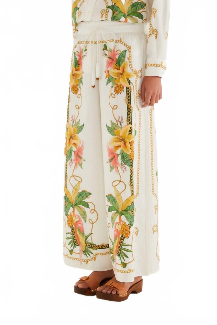 NEW FARM RIO tropical royalty pants in tropical royalty off white
